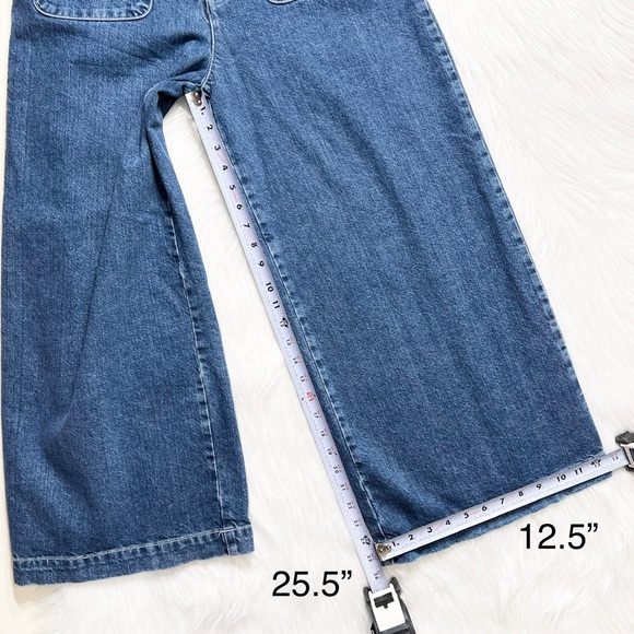 SOLD-Free People High Waist Button Fly Wide Leg Retro Cropped Jeans - Picture 11 of 11